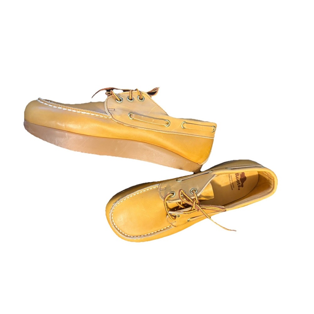 Roots Mens Boat Shoes Leather Lace Up Comfort Casual Tan‎ Loafers 7.5